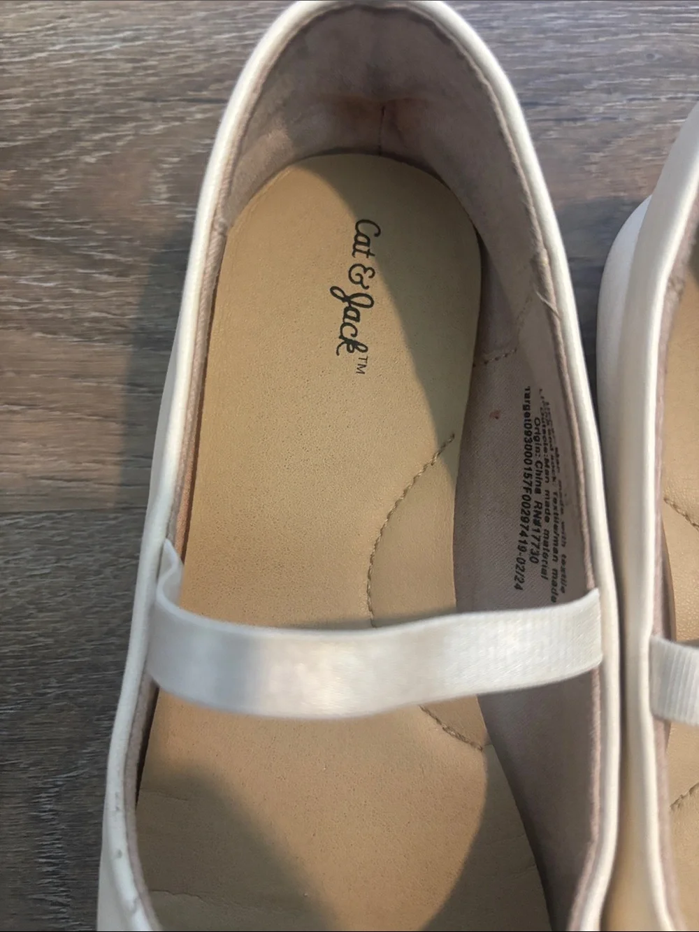 Cat & Jack Cream Ballet Flats with Gold Studs and Elastic Strap